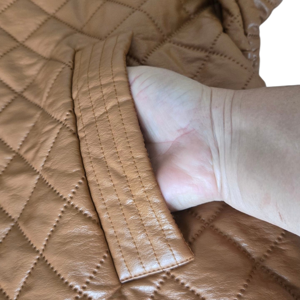 Nasty Gal Tan Quilted Leather Jacket - Picture 7 of 13